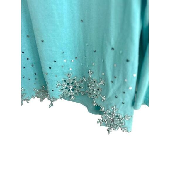 Quacker Factory Womens Pullover Beaded Sweater Size 2X Blue Snowflake Grandma - Picture 2 of 7